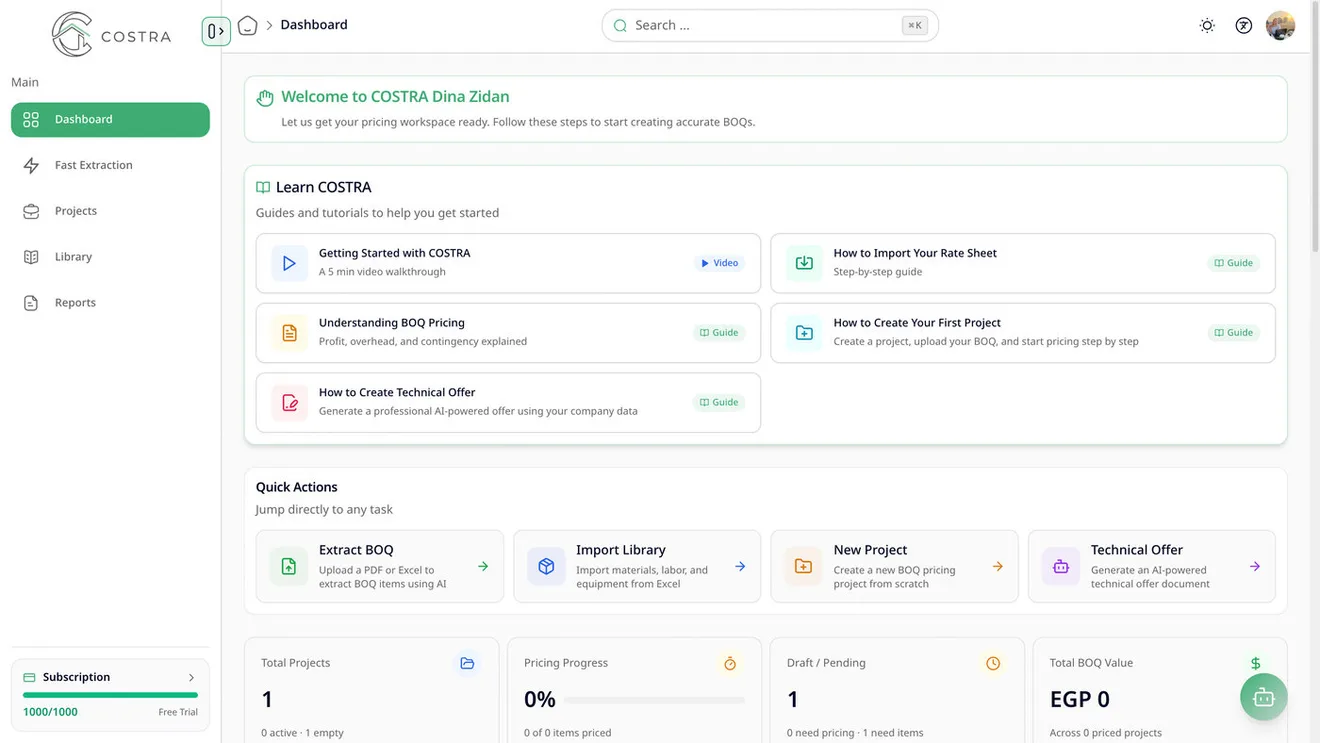 COSTRA dashboard
